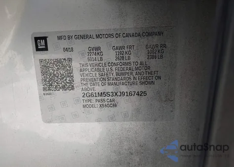 2018 Cadillac Xts Luxury z USA, uszkodzony, nr VIN 2G61M5S3XJ9167425